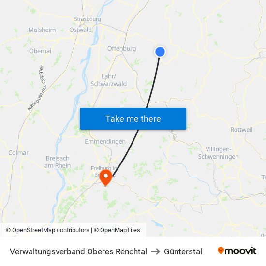 Verwaltungsverband Oberes Renchtal to Günterstal map