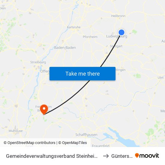 Gemeindeverwaltungsverband Steinheim-Murr to Günterstal map