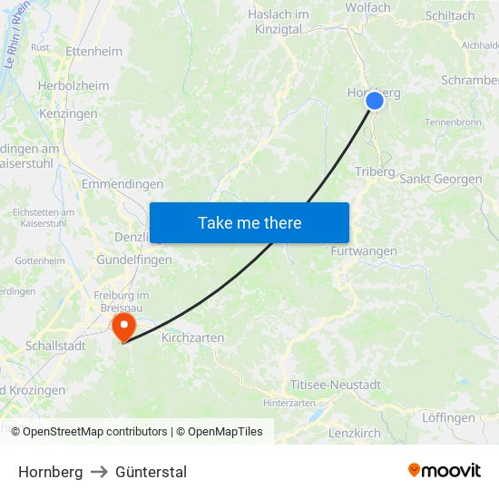 Hornberg to Günterstal map