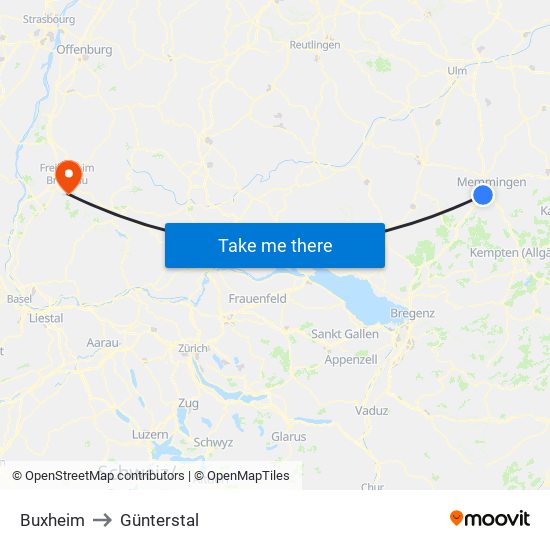 Buxheim to Günterstal map