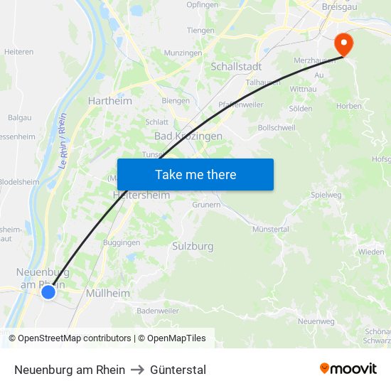 Neuenburg am Rhein to Günterstal map