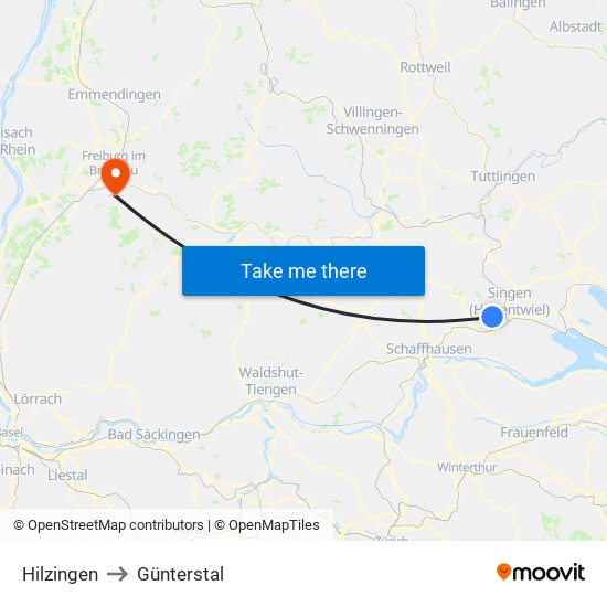 Hilzingen to Günterstal map