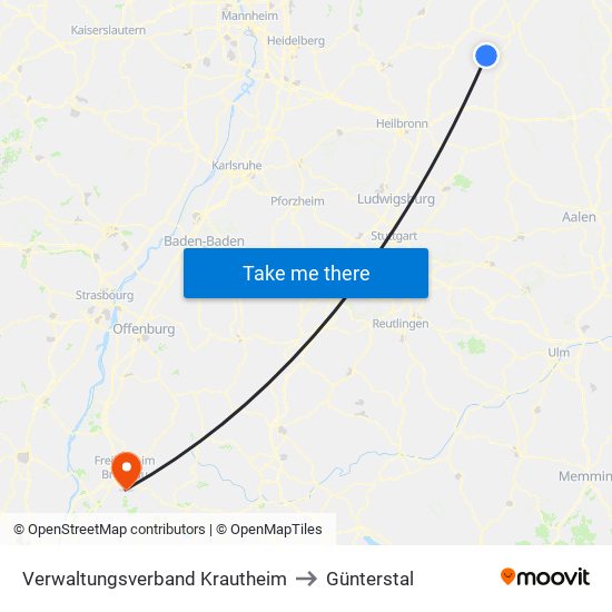 Verwaltungsverband Krautheim to Günterstal map