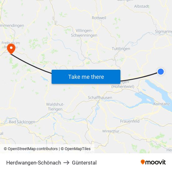 Herdwangen-Schönach to Günterstal map