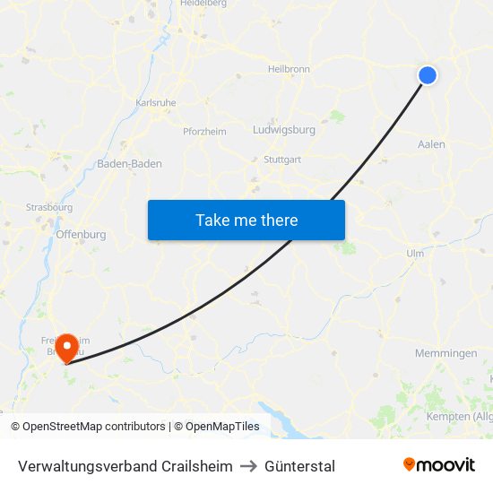 Verwaltungsverband Crailsheim to Günterstal map