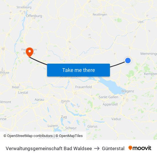 Verwaltungsgemeinschaft Bad Waldsee to Günterstal map