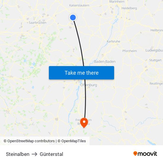 Steinalben to Günterstal map