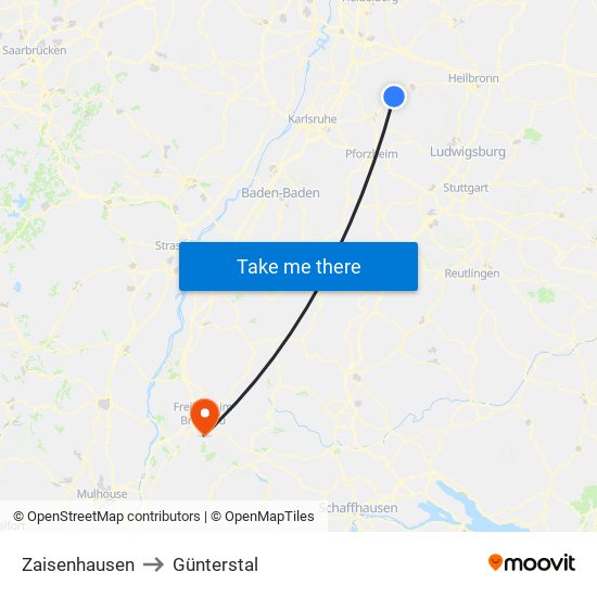 Zaisenhausen to Günterstal map