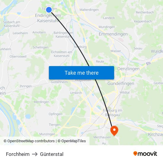 Forchheim to Günterstal map