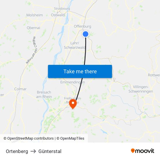 Ortenberg to Günterstal map