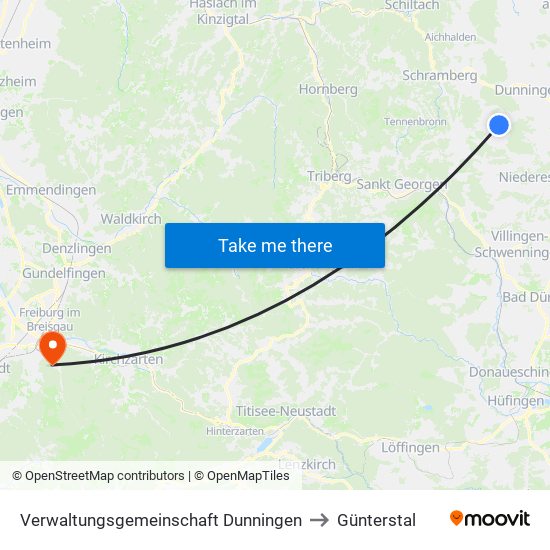 Verwaltungsgemeinschaft Dunningen to Günterstal map