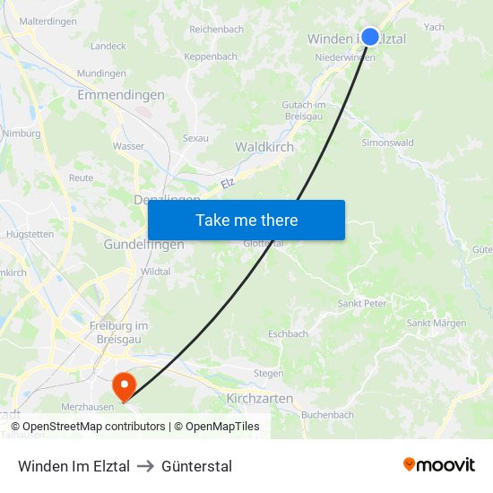 Winden Im Elztal to Günterstal map