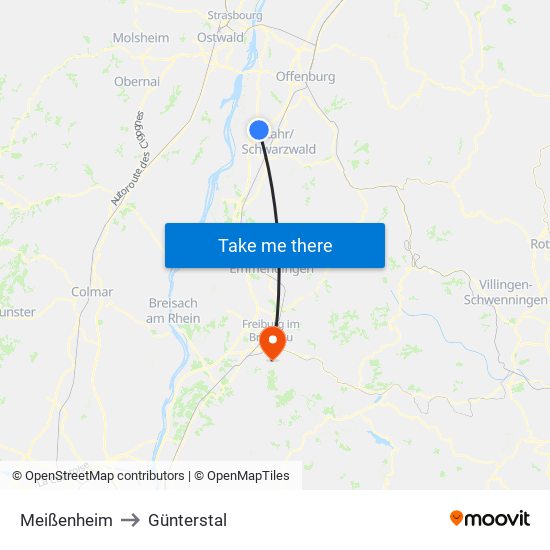 Meißenheim to Günterstal map
