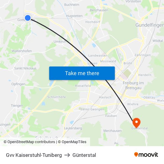 Gvv Kaiserstuhl-Tuniberg to Günterstal map