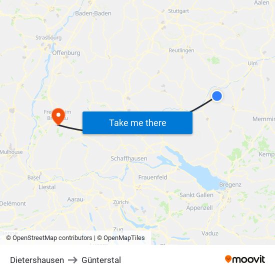 Dietershausen to Günterstal map