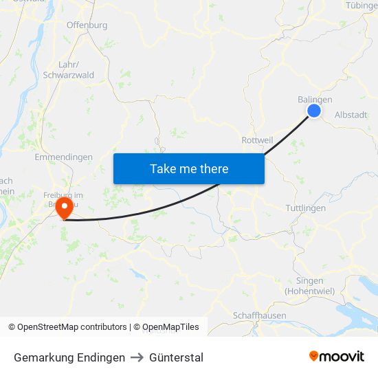 Gemarkung Endingen to Günterstal map