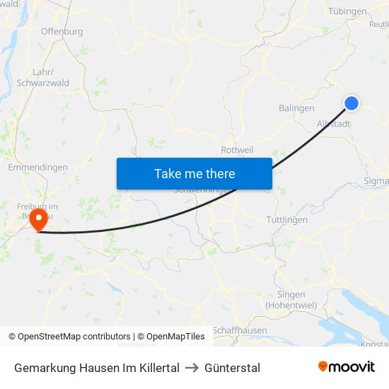 Gemarkung Hausen Im Killertal to Günterstal map