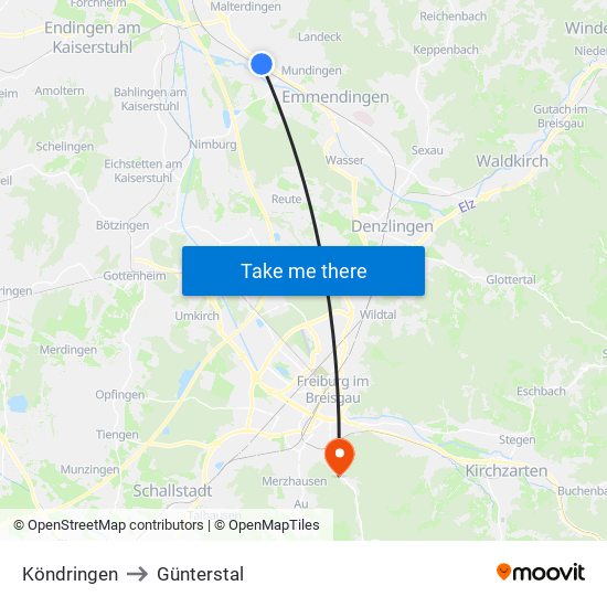 Köndringen to Günterstal map