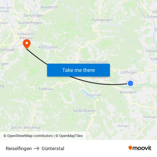 Reiselfingen to Günterstal map