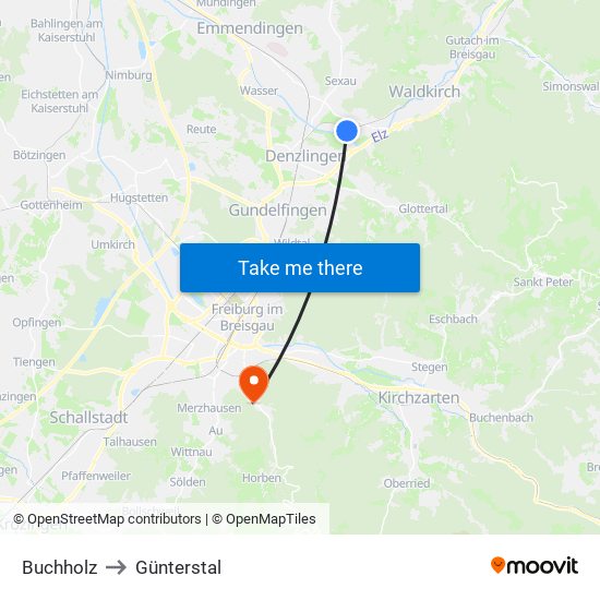 Buchholz to Günterstal map