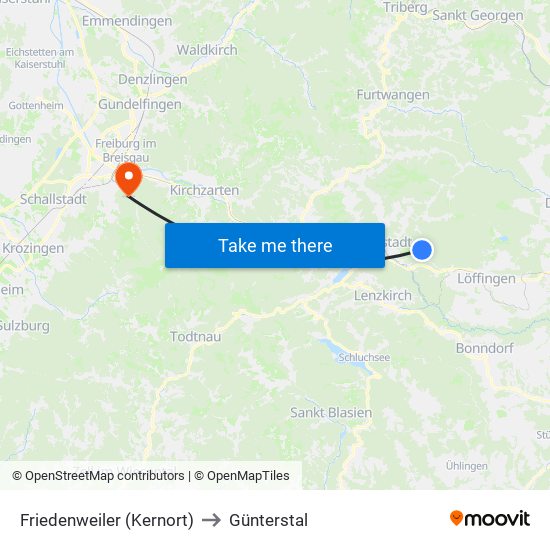 Friedenweiler (Kernort) to Günterstal map