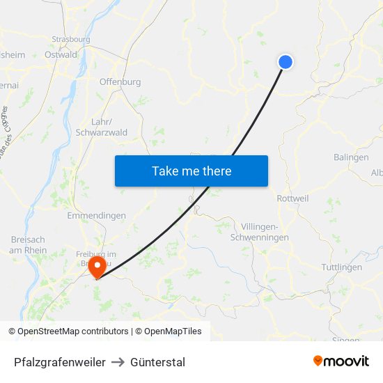 Pfalzgrafenweiler to Günterstal map