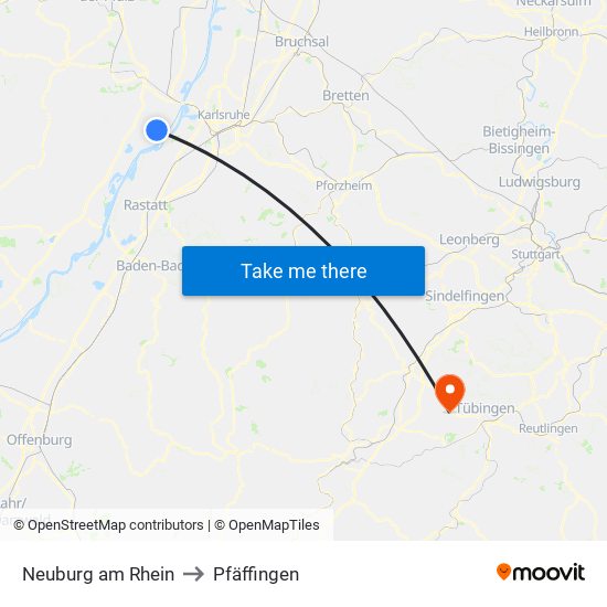 Neuburg am Rhein to Pfäffingen map