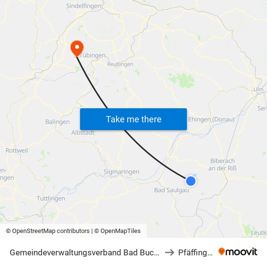 Gemeindeverwaltungsverband Bad Buchau to Pfäffingen map