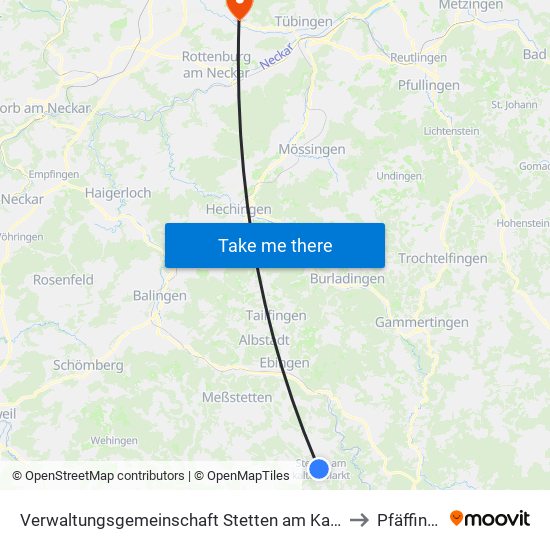 Verwaltungsgemeinschaft Stetten am Kalten Markt to Pfäffingen map