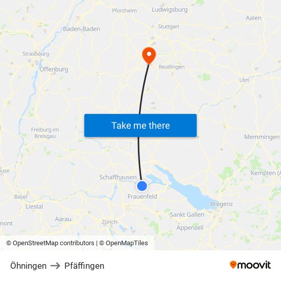 Öhningen to Pfäffingen map
