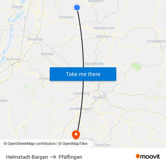 Helmstadt-Bargen to Pfäffingen map