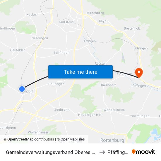 Gemeindeverwaltungsverband Oberes Gäu to Pfäffingen map