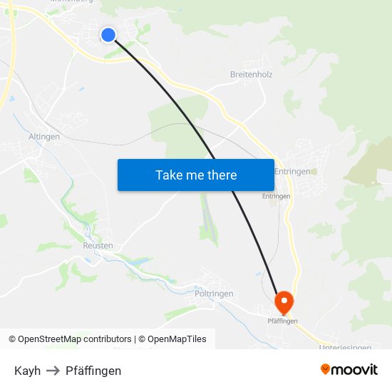 Kayh to Pfäffingen map