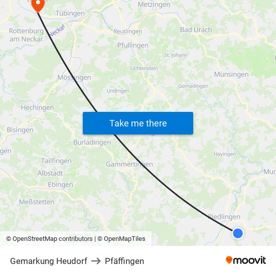 Gemarkung Heudorf to Pfäffingen map