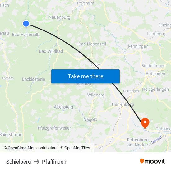 Schielberg to Pfäffingen map