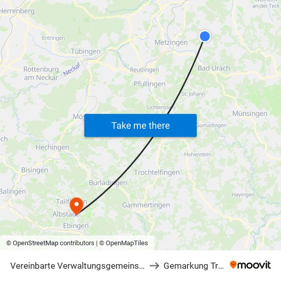 Vereinbarte Verwaltungsgemeinschaft Der Stadt Neuffen to Gemarkung Truchtelfingen map