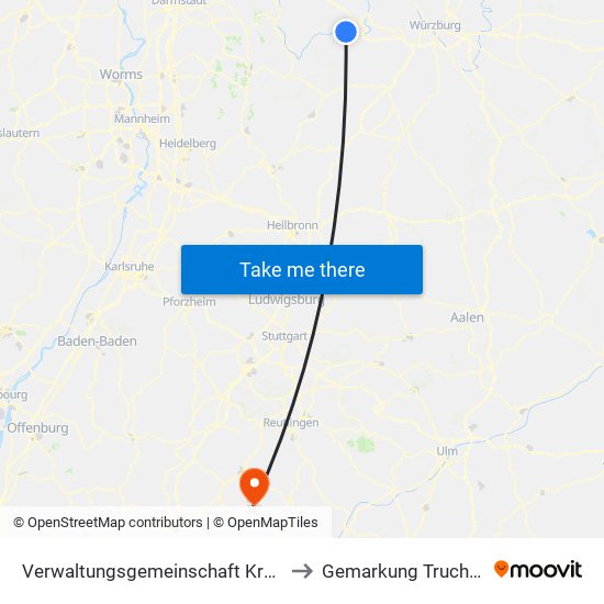 Verwaltungsgemeinschaft Kreuzwertheim to Gemarkung Truchtelfingen map