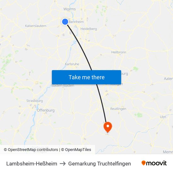 Lambsheim-Heßheim to Gemarkung Truchtelfingen map