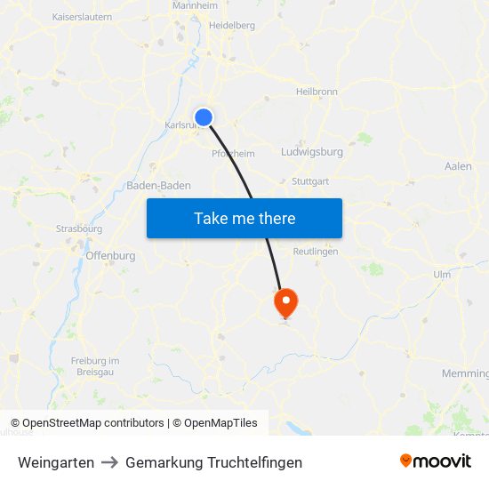 Weingarten to Gemarkung Truchtelfingen map