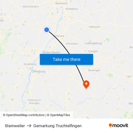 Steinweiler to Gemarkung Truchtelfingen map