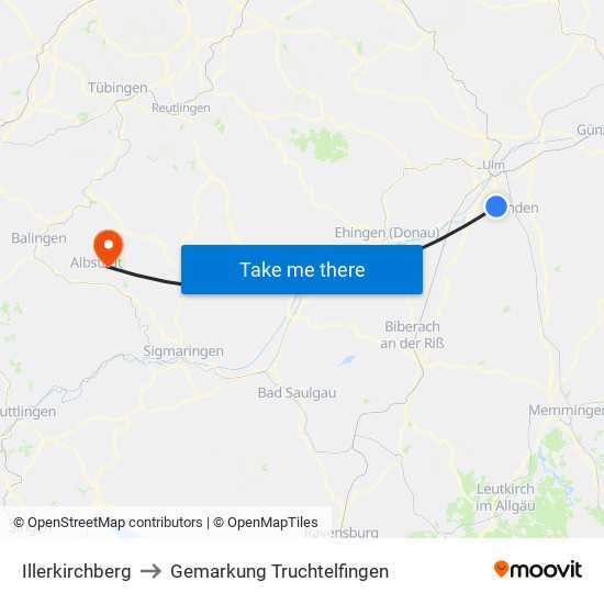 Illerkirchberg to Gemarkung Truchtelfingen map