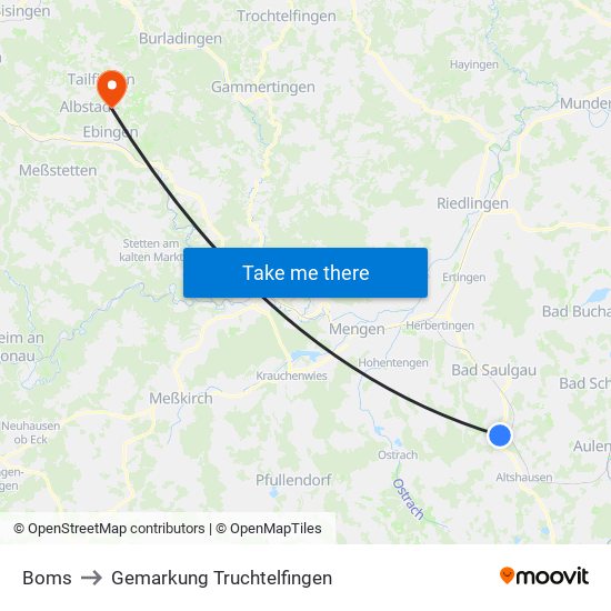 Boms to Gemarkung Truchtelfingen map