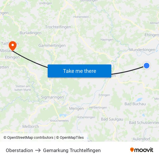 Oberstadion to Gemarkung Truchtelfingen map