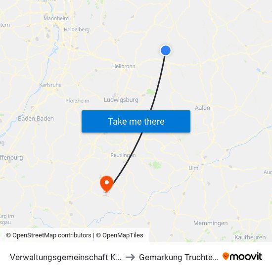 Verwaltungsgemeinschaft Künzelsau to Gemarkung Truchtelfingen map