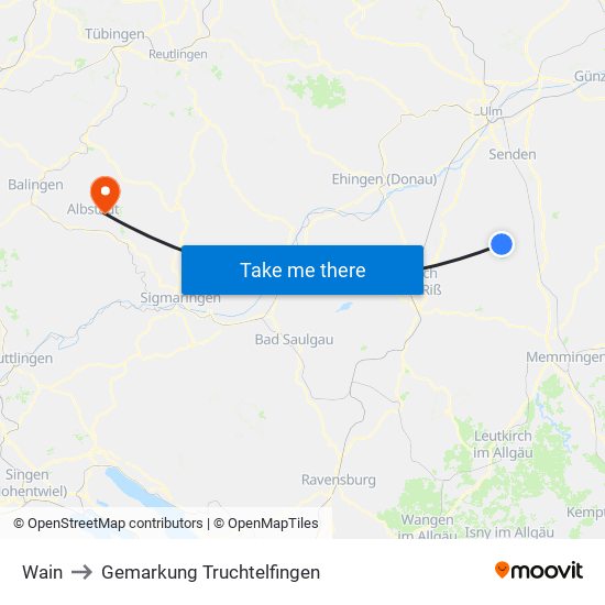Wain to Gemarkung Truchtelfingen map