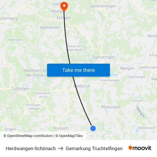 Herdwangen-Schönach to Gemarkung Truchtelfingen map