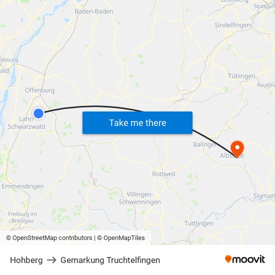 Hohberg to Gemarkung Truchtelfingen map