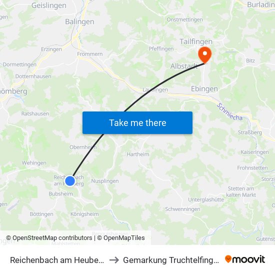 Reichenbach am Heuberg to Gemarkung Truchtelfingen map