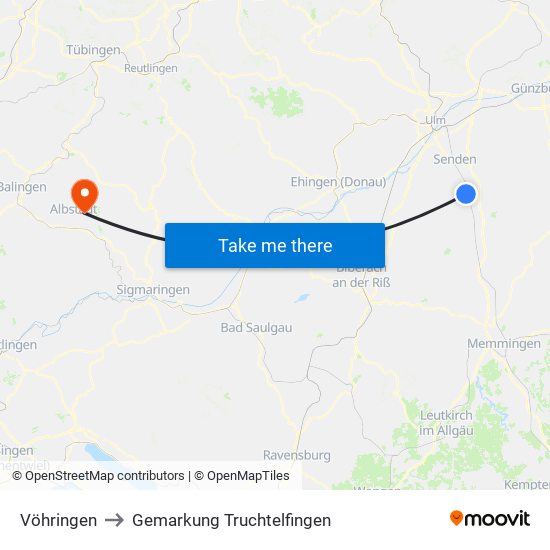 Vöhringen to Gemarkung Truchtelfingen map