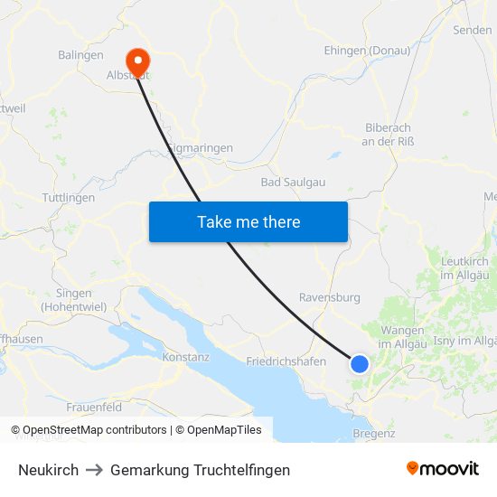 Neukirch to Gemarkung Truchtelfingen map